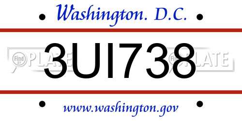 3UI738 District Of Columbia License Plate