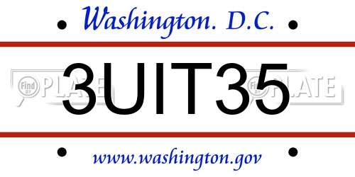 3UIT35 District Of Columbia License Plate