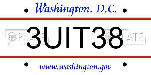 3UIT38 District Of Columbia License Plate