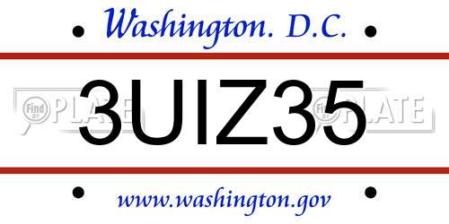 3UIZ35 District Of Columbia License Plate