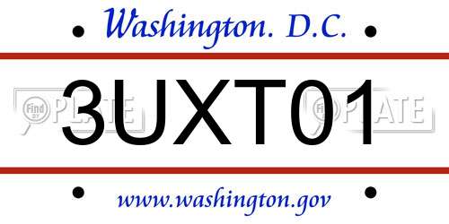 3UXT01 District Of Columbia License Plate