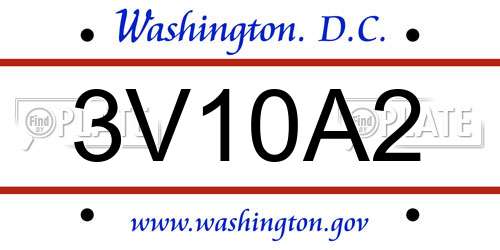 3V10A2 District Of Columbia License Plate