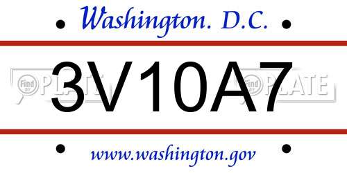 3V10A7 District Of Columbia License Plate