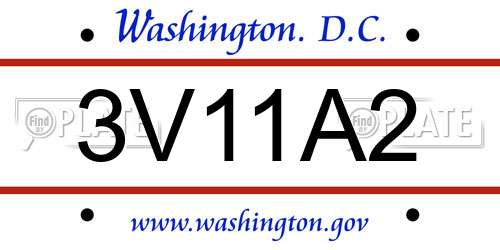 3V11A2 District Of Columbia License Plate