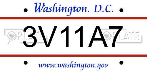 3V11A7 District Of Columbia License Plate