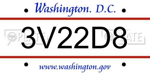 3V22D8 District Of Columbia License Plate