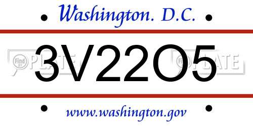 3V22O5 District Of Columbia License Plate