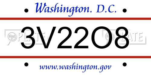 3V22O8 District Of Columbia License Plate