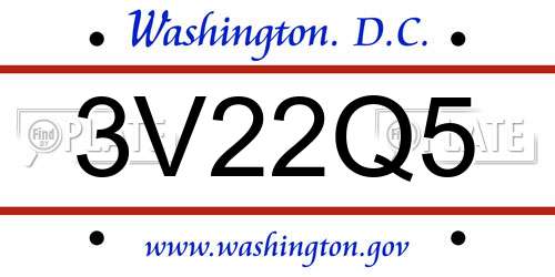 3V22Q5 District Of Columbia License Plate