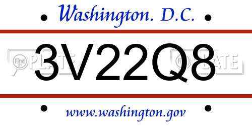 3V22Q8 District Of Columbia License Plate