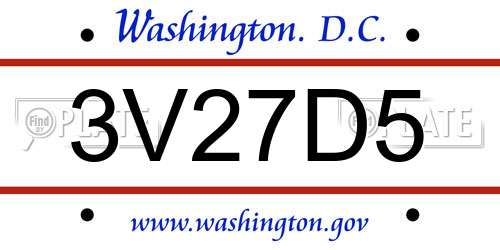 3V27D5 District Of Columbia License Plate
