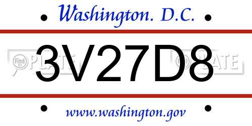 3V27D8 District Of Columbia License Plate