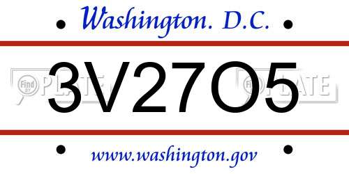 3V27O5 District Of Columbia License Plate