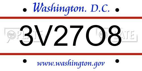 3V27O8 District Of Columbia License Plate