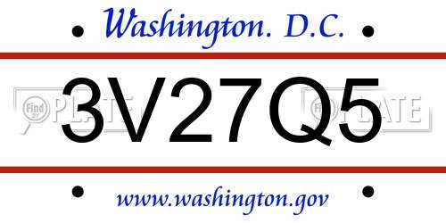 3V27Q5 District Of Columbia License Plate