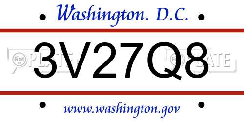 3V27Q8 District Of Columbia License Plate