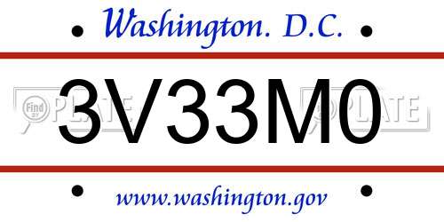 3V33M0 District Of Columbia License Plate