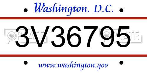 3V36795 District Of Columbia License Plate