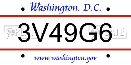 3V49G6 District Of Columbia License Plate