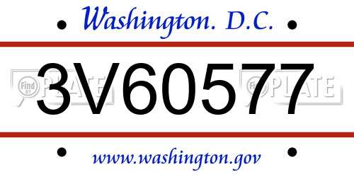 3V60577 District Of Columbia License Plate