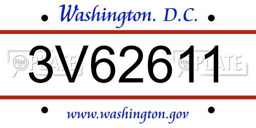 3V62611 District Of Columbia License Plate