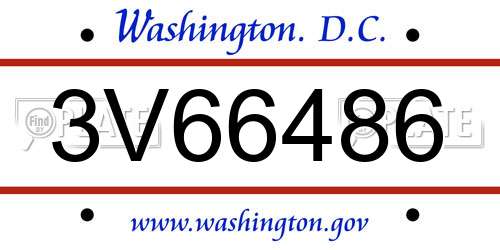 3V66486 District Of Columbia License Plate