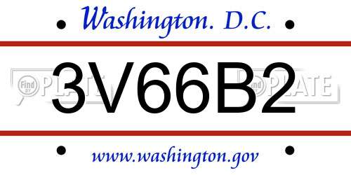 3V66B2 District Of Columbia License Plate