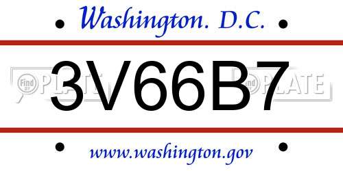3V66B7 District Of Columbia License Plate