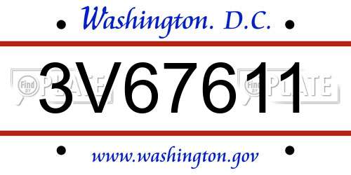 3V67611 District Of Columbia License Plate