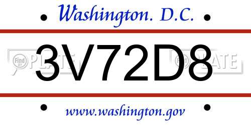 3V72D8 District Of Columbia License Plate