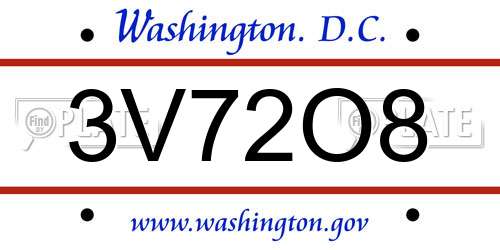 3V72O8 District Of Columbia License Plate