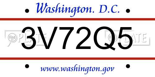 3V72Q5 District Of Columbia License Plate