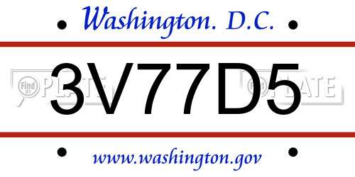 3V77D5 District Of Columbia License Plate