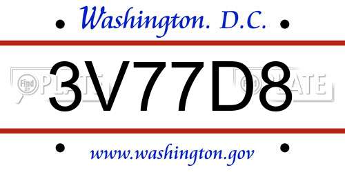3V77D8 District Of Columbia License Plate