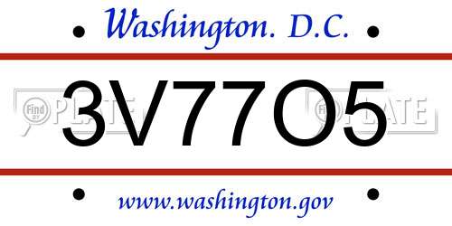 3V77O5 District Of Columbia License Plate