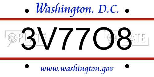 3V77O8 District Of Columbia License Plate