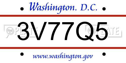 3V77Q5 District Of Columbia License Plate