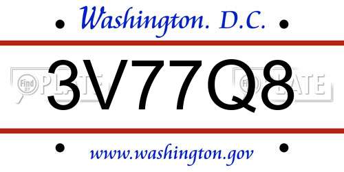 3V77Q8 District Of Columbia License Plate