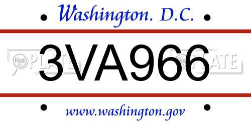 3VA966 District Of Columbia License Plate
