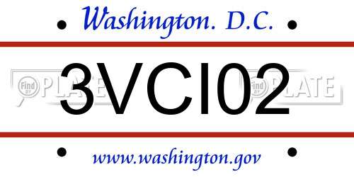3VCI02 District Of Columbia License Plate