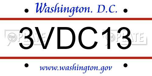 3VDC13 District Of Columbia License Plate