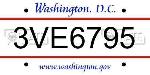 3VE6795 District Of Columbia License Plate