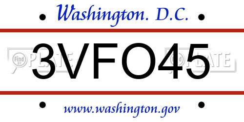 3VFO45 District Of Columbia License Plate