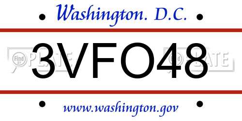 3VFO48 District Of Columbia License Plate