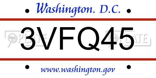 3VFQ45 District Of Columbia License Plate
