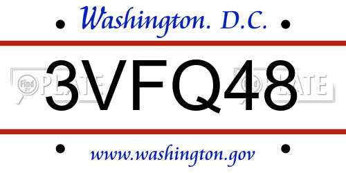 3VFQ48 District Of Columbia License Plate