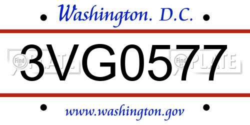 3VG0577 District Of Columbia License Plate