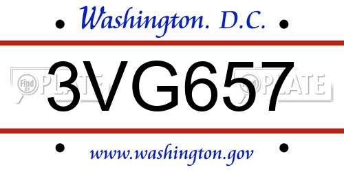 3VG657 District Of Columbia License Plate