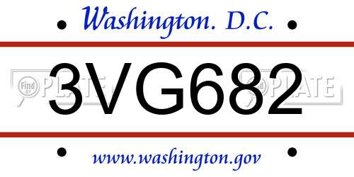 3VG682 District Of Columbia License Plate