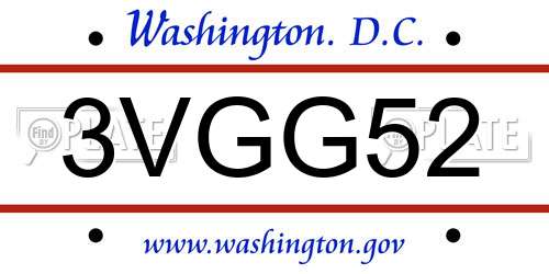 3VGG52 District Of Columbia License Plate